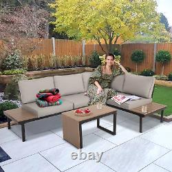 Outdoor Modular Corner Lounge Sofa Set Garden Patio Furniture Table 5 Piece Grey