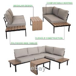 Outdoor Modular Corner Lounge Sofa Set Garden Patio Furniture Table 5 Piece Grey