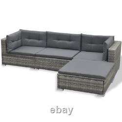 Outdoor Patio 6pcs Poly Rattan Garden Lounge Furniture Set Sofa Chairs Cushions