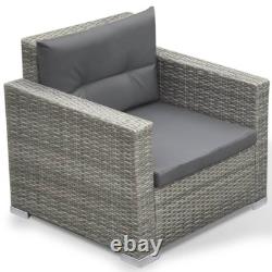 Outdoor Patio 6pcs Poly Rattan Garden Lounge Furniture Set Sofa Chairs Cushions