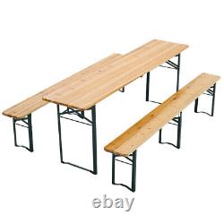 Outdoor Patio Folding Table Chairs Bench Set Garden Dining Beer Wooden Furniture