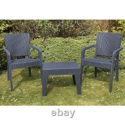 Outdoor Patio Furniture Set 2 Chairs Coffee Table Garden Bistro Set Rattan Style