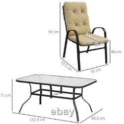 Outdoor Patio Furniture Set 6 Seater Cushion Arm Chair Metal Garden Dining Table