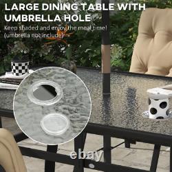 Outdoor Patio Furniture Set 6 Seater Cushion Arm Chair Metal Garden Dining Table