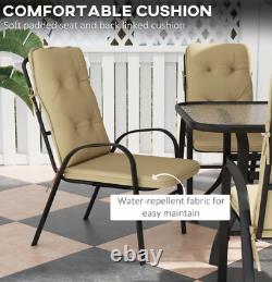 Outdoor Patio Furniture Set 6 Seater Cushion Arm Chair Metal Garden Dining Table