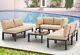 Outdoor Patio Furniture Set Metal Sectional Conversation Sofa For Lawn Garden