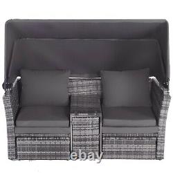 Outdoor Patio Garden Furniture Set Rattan Sofa Set Lounge Set Retractable Canopy