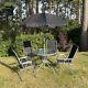 Outdoor Patio Garden Furniture Sets Metal 6 & 8 Piece Glass Top Folding Chair