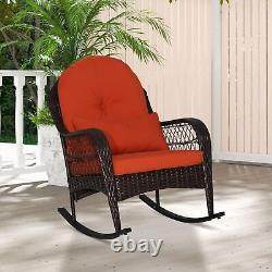 Outdoor Patio Rattan Chair Wicker Sturdy Rocking Armchair Garden Furniture Set