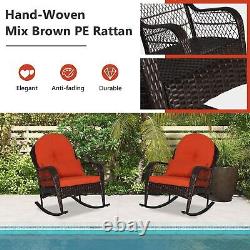 Outdoor Patio Rattan Chair Wicker Sturdy Rocking Armchair Garden Furniture Set