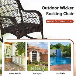 Outdoor Patio Rattan Chair Wicker Sturdy Rocking Armchair Garden Furniture Set