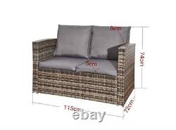 Outdoor Patio Rattan Garden 4-piece Furniture Sofa Set With Chairs & Table Seater