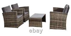 Outdoor Patio Rattan Garden 4-piece Furniture Sofa Set With Chairs & Table Seater
