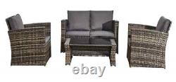 Outdoor Patio Rattan Garden 4-piece Furniture Sofa Set With Chairs & Table Seater