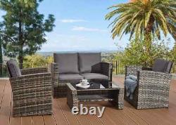 Outdoor Patio Rattan Garden 4-piece Furniture Sofa Set With Chairs & Table Seater