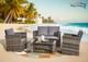 Outdoor Rattan Garden Furniture 4 Piece Mixgrey Patio Set Table Chairs & Cushion