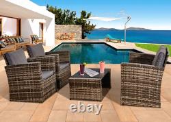 Outdoor Rattan Garden Furniture 4 Piece MixGrey Patio Set Table Chairs & Cushion