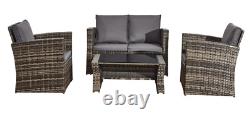 Outdoor Rattan Garden Furniture 4 Piece MixGrey Patio Set Table Chairs & Cushion