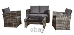 Outdoor Rattan Garden Furniture 4 Piece MixGrey Patio Set Table Chairs & Cushion