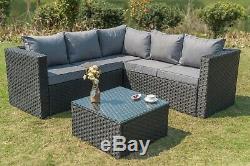 Outdoor Rattan Garden Furniture 5 Seater Corner Sofa Patio Set with Cover Option