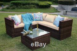 Outdoor Rattan Garden Furniture 5 Seater Corner Sofa Patio Set with Cover Option