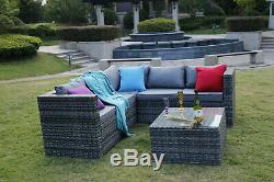 Outdoor Rattan Garden Furniture 5 Seater Corner Sofa Patio Set with Cover Option