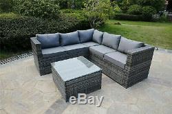 Outdoor Rattan Garden Furniture 5 Seater Corner Sofa Patio Set with Cover Option