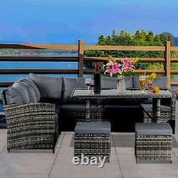 Outdoor Rattan Garden Furniture Rio Conservatory Corner Sofa Patio Set 5-Pc Grey