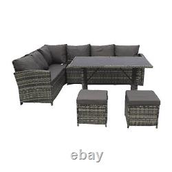 Outdoor Rattan Garden Furniture Rio Conservatory Corner Sofa Patio Set 5-Pc Grey