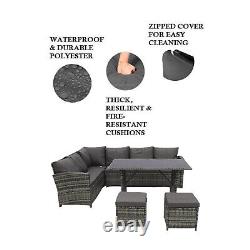 Outdoor Rattan Garden Furniture Rio Conservatory Corner Sofa Patio Set 5-Pc Grey