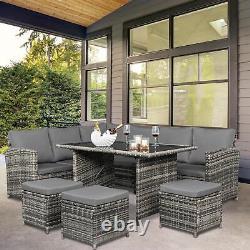 Outdoor Rattan Garden Furniture Set Sofa 9-Seater Dining Table Chair Stool Patio