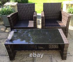 Outdoor Rattan Garden Patio Furniture Set 3 Piece Armchairs Coffee Table