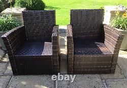 Outdoor Rattan Garden Patio Furniture Set 3 Piece Armchairs Coffee Table