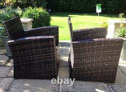 Outdoor Rattan Garden Patio Furniture Set 3 Piece Armchairs Coffee Table