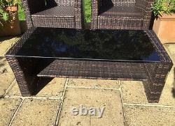 Outdoor Rattan Garden Patio Furniture Set 3 Piece Armchairs Coffee Table