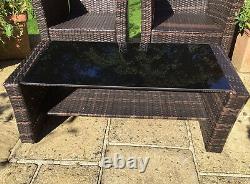 Outdoor Rattan Garden Patio Furniture Set 3 Piece Armchairs Coffee Table