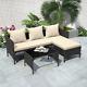 Outdoor Rattan Patio Furniture Set With Chaise Lounge Sofa Set For Porch Garden