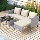 Outdoor Rattan Patio Furniture Set With Chaise Lounge Sofa Set For Porch Garden