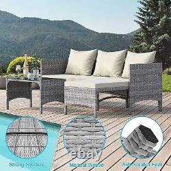 Outdoor Rattan Patio Furniture Set with Chaise Lounge Sofa Set for Porch Garden