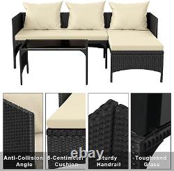 Outdoor Rattan Patio Furniture Set with Chaise Lounge Sofa Set for Porch Garden