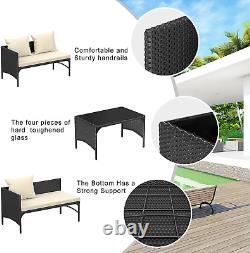 Outdoor Rattan Patio Furniture Set with Chaise Lounge Sofa Set for Porch Garden