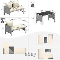 Outdoor Rattan Patio Furniture Set with Chaise Lounge Sofa Set for Porch Garden