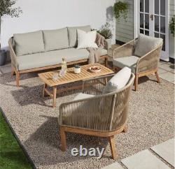 Outdoor Rattan Rope 4 Piece Lounge Set Garden Patio Furniture