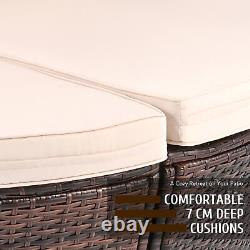 Outdoor Round Sofa Bed Patio Garden Furniture Set Daybed Sun Island Beige Lounge