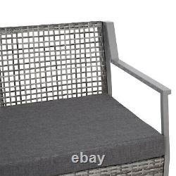 Outsunny 2 Seater Rattan Loveseat Bench Outdoor Patio Garden Furniture with
