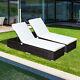 Outsunny 2 Pcs Rattan Garden Furniture Set Recliner Bed Patio Sun Loungers
