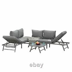 Outsunny 3 Pcs Garden Seating Set with Sofa Lounge Table Outdoor Patio Furniture