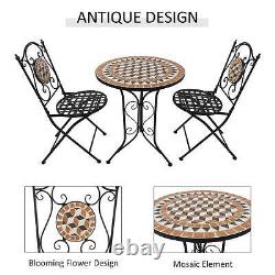 Outsunny 3 Pcs Mosaic Bistro Table Chair Set Patio Garden Dining Furniture