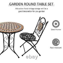 Outsunny 3 Pcs Mosaic Bistro Table Chair Set Patio Garden Dining Furniture