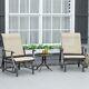 Outsunny 3 Piece Outdoor Gliding Chairs Table Set Patio Garden Furniture Khaki